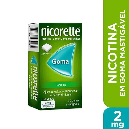 Nicorette 2mg 30 Gomas Mastigáveis - Sabor IceMint