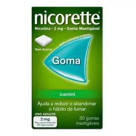 Nicorette 2mg 30 Gomas Mastigáveis - Sabor IceMint