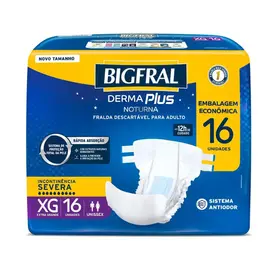 Fralda Geriátrica Bigfral Derma Plus Adulto Noturno XG 16 Unidades
