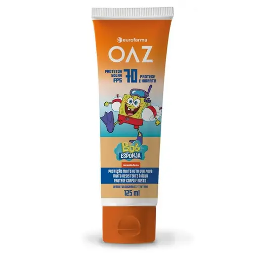 Protetor Solar Infantil OAZ Bob Esponja FPS70 Protege e Hidrata 125ml