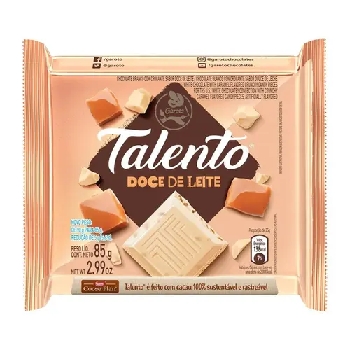 Chocolate Garoto Talento Recheado Doce de Leite 85g