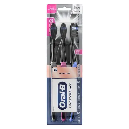 Escova Dental Oral-B Sensitive Indicator Black 3 Unidades