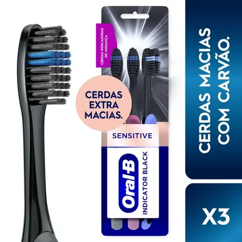 Escova Dental Oral-B Sensitive Indicator Black 3 Unidades