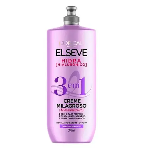 Creme Milagroso Elseve 3 em 1 Hidra Hialurônico 500ml