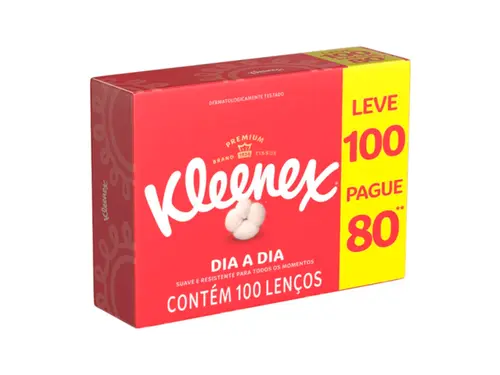 Lenços de Papel Kleenex Dia a Dia Folha Dupla 1 Unidade com 100 Lenços