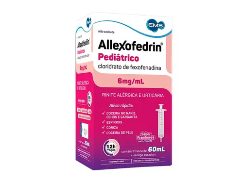 Allexofedrin Pediátrico 6mg/ml - Xarope Sabor Framboesa com 60ml