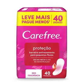 Protetor Diário Carefree Proteção sem Perfume 40 Unidades