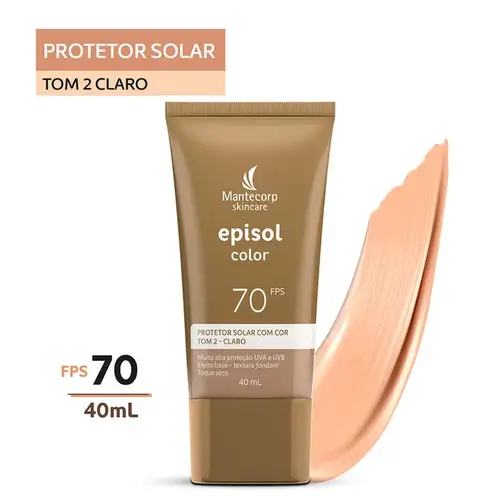 Protetor Solar Facial Episol Color Tom 2 Claro FPS70 40ml