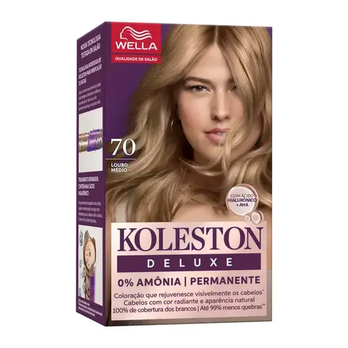 Tinta de Cabelo Koleston Deluxe 70 Louro Médio Sem Amônia