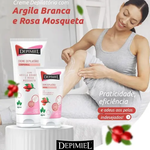 Creme Depilatório Facial Depimiel Argila Branca e Rosa Mosqueta 40g