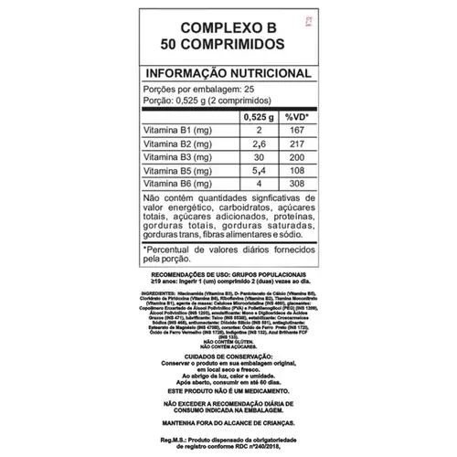Complexo B Arte Nativa 50 Comprimidos