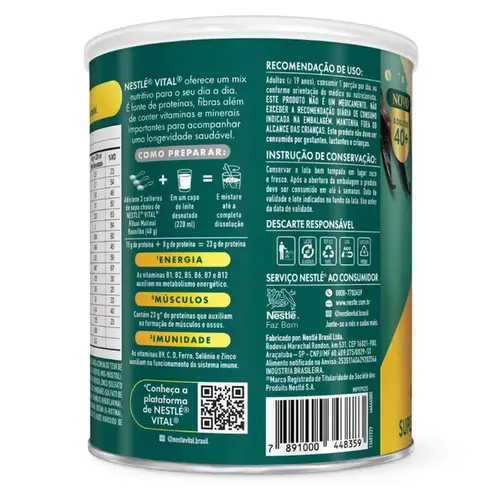 Suplemento Alimentar em Pó Vital Ritual Matinal Sabor Baunilha Nestlé 360g