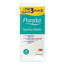 Esponja de Banho Diário Dupla Face Ponjita 3M 3 Unidades
