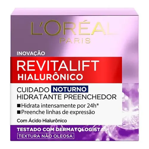 Creme Facial Anti-Idade L'Oréal Paris Revitalift Hialurônico Noturno FPS20 49g