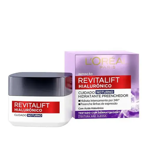 Creme Facial Anti-Idade L'Oréal Paris Revitalift Hialurônico Noturno FPS20 49g
