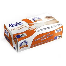 Luva de Látex Medix Com Pó - Tamanho G - 100 Unidades