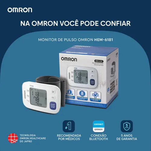 Aparelho Medidor de Pressão Digital de Pulso Omron HEM-6181