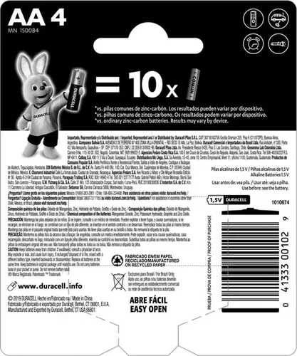 Pilha AA Duracell Alcalina - 4 Unidades