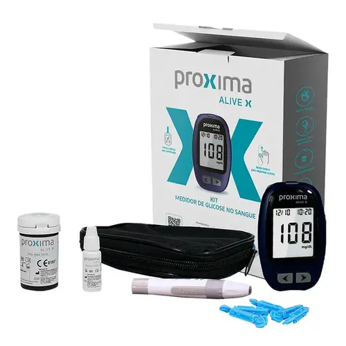 Kit Aparelho Medidor de Glicemia Proxima Alive X