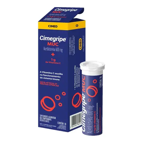 Expectorante Cimegripe Muc 600mg + 1g 10 Comprimidos Efervescentes