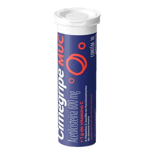 Expectorante Cimegripe Muc 600mg + 1g 10 Comprimidos Efervescentes