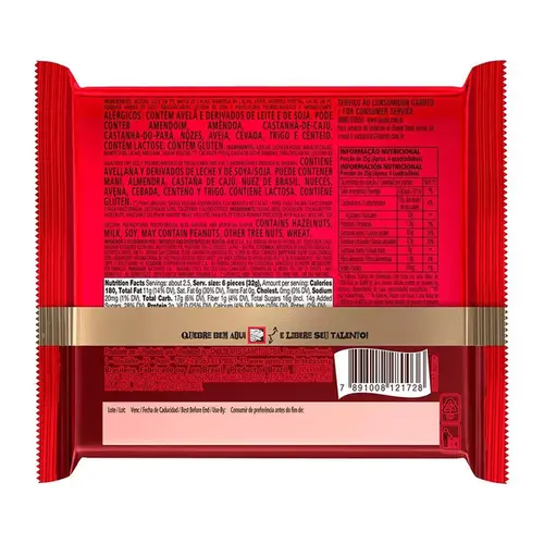 Chocolate Garoto Talento Avelã 85g