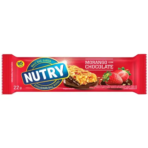 Barra de Cereal Nutry Sabor Morango com Chocolate 22g