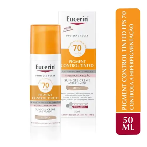 Protetor Solar Facial Eucerin Sun Pigment Control Tinted - Cor Médio FPS70 50g