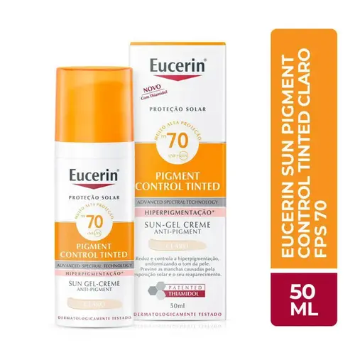 Protetor Solar Facial Eucerin Pigment Control Tinted FPS70 Cor Claro 50ml