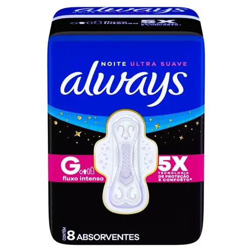 Absorvente Always Noite Ultra Suave G com Abas 8 Unidades