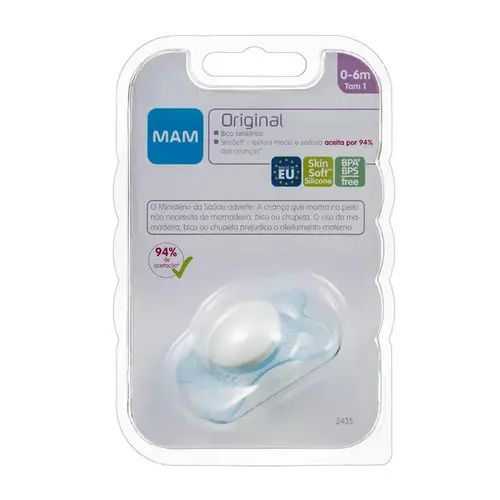 Chupeta MAM Original Azul Bico Simétrico Nº1 0-6 Meses - 1 Unidade