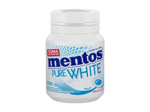 Chiclete Mentos Pure White Sabor Mint 56g