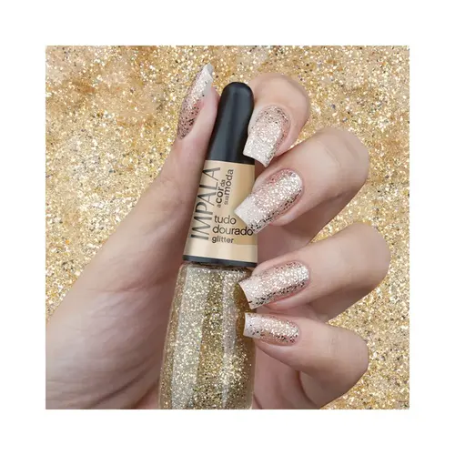 Esmalte Impala A Cor da Moda Glitter Tudo Dourado 7,5ml