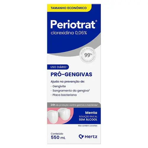 Enxaguante Bucal Periotrat Pró Gengivas Sem Álcool Sabor Menta 550ml