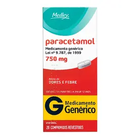 Paracetamol 750mg - 20 Comprimidos - Medley - Genérico