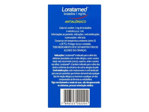 Antialérgico Loratamed 1mg/ml - Xarope com 100ml