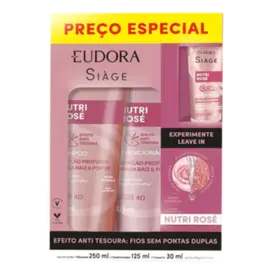 Kit Siàge Eudora - Nutri Rosé - Shampoo 250ml + Condicionador 125ml + Leave-in 30ml