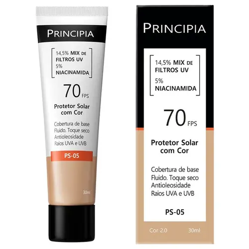 Protetor Solar Facial Principia PS-05 FPS70 Toque Seco Cor 2.0 30ml