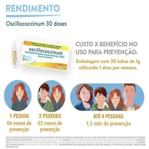 Oscillococcinum 200k - 6 Tubos com 1g de Glóbulos