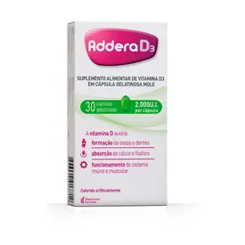 Vitamina D - Addera D3 2.000UI 30 Cápsulas Gelatinosas