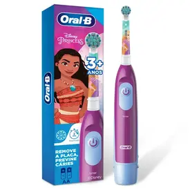 Escova de Dente Elétrica Infantil Oral B Disney Princesas 1 Unidade + 2 Pilhas AA