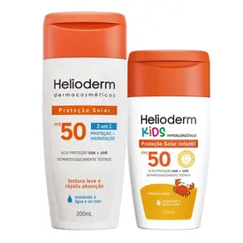 Kit Protetor Solar Helioderm Suncare FPS50 200ml + Helioderm Kids FPS50 120ml