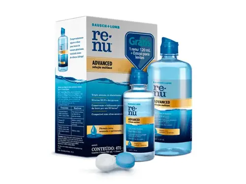Solução para Limpeza de Lentes - Renu Advanced 475ml + 1 Estojo para Lentes Grátis