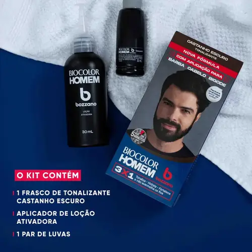 Tonalizante de Cabelo Masculino Biocolor Homem Bozzano Castanho Escuro