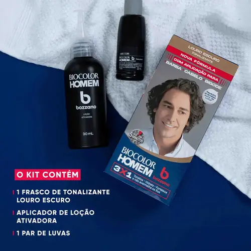 Tonalizante de Cabelo Masculino Biocolor Homem Bozzano Louro Escuro
