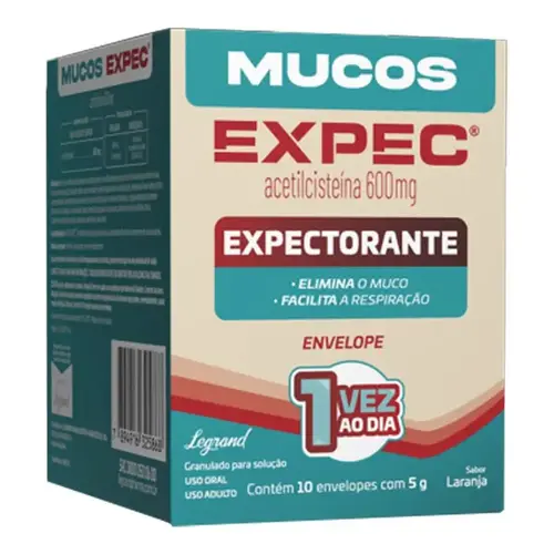 Expectorante Mucos Expec 600mg Sabor Laranja 10 Envelopes de 5g