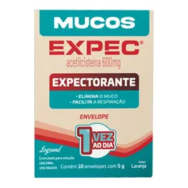 Expectorante Mucos Expec 600mg Sabor Laranja 10 Envelopes de 5g