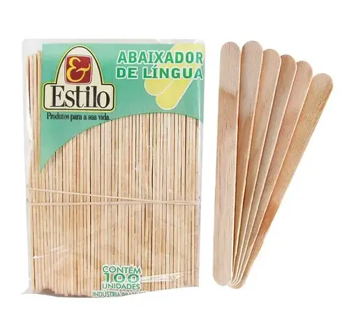 Abaixador de Língua Palito de Madeira - 100 Unidades - Estilo