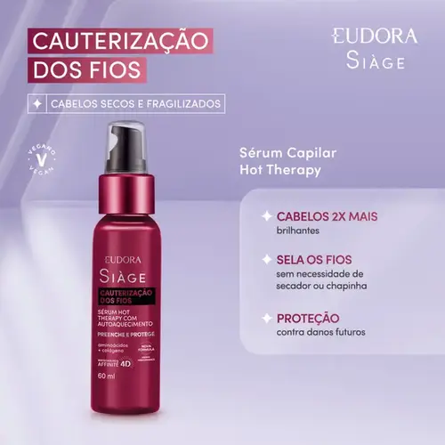 Sérum Capilar Eudora Siàge Cauterização dos Fios 60ml