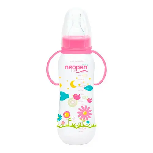 Mamadeira Neopan com Alça Rosa 250ml